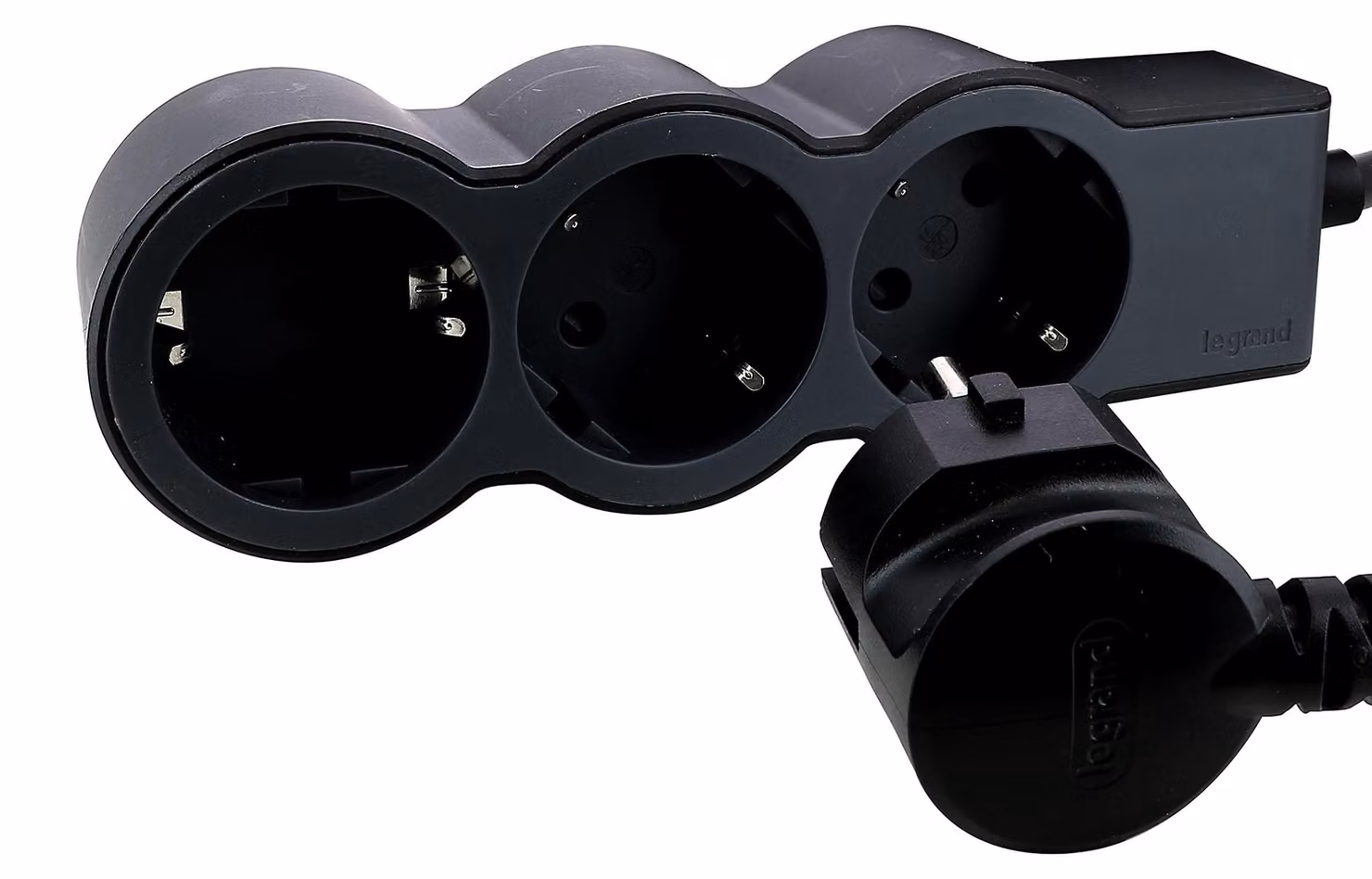 Presa piatta Legrand 3x presa di corrente, cavo da 1,5 metri nero 694550
