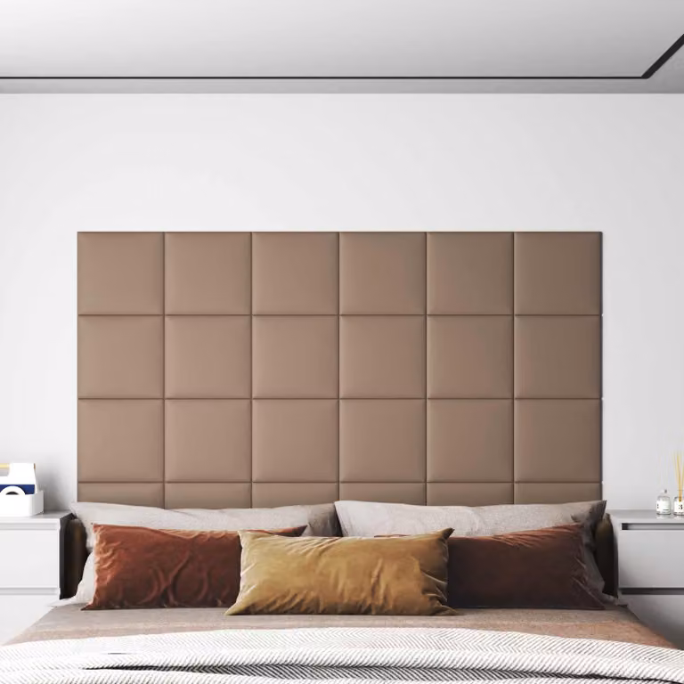 Set di 12 pannelli per testiera da parete vidaXL in tessuto beige, L 30 cm x H 30 cm per camera da letto