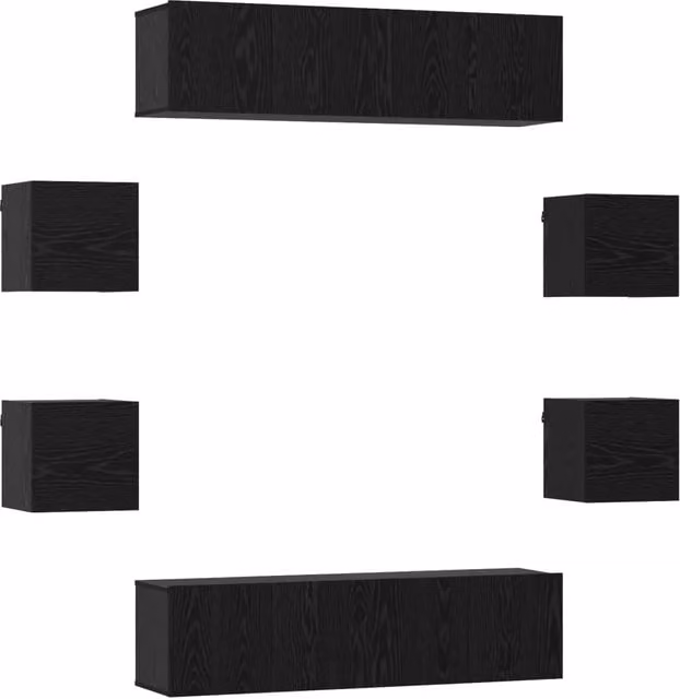 Set mobile TV 8 pz Rovere Nero Legno ingegnerizzato 3438613