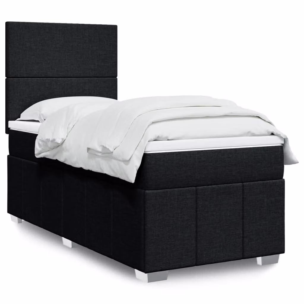 vidaXL Giroletto a Molle con Materasso Ibrido in Tessuto Nero L/P/H: 200 x 100 x 150,5 cm