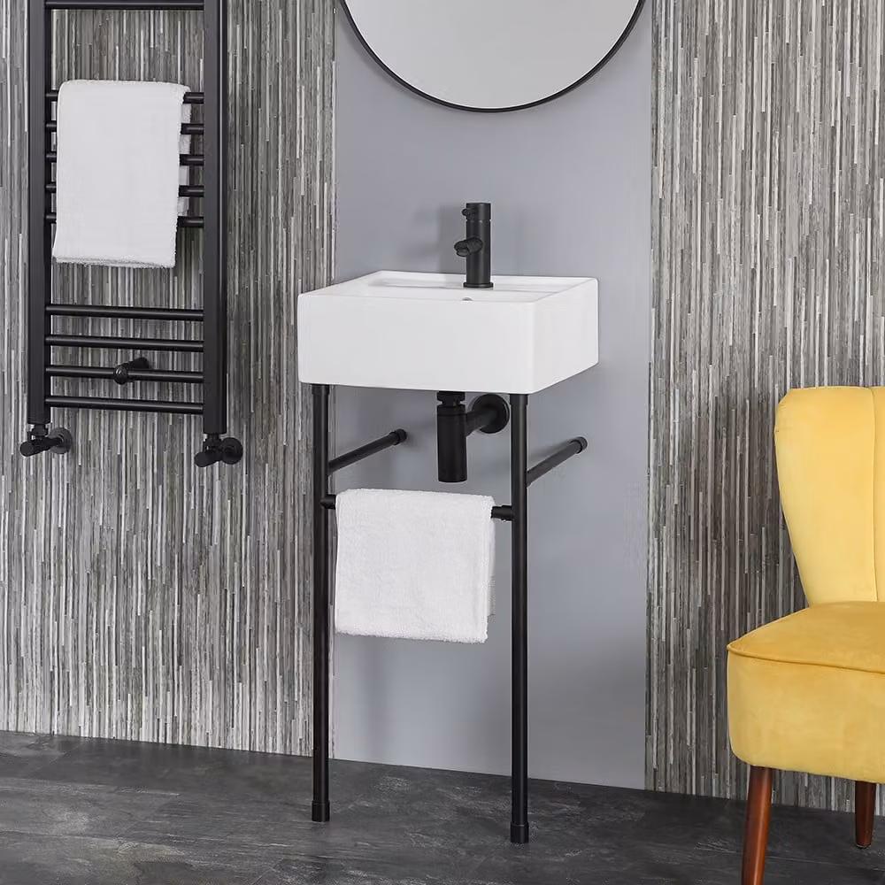 Lavabo con Consolle Nera – 400 mm – Halwell