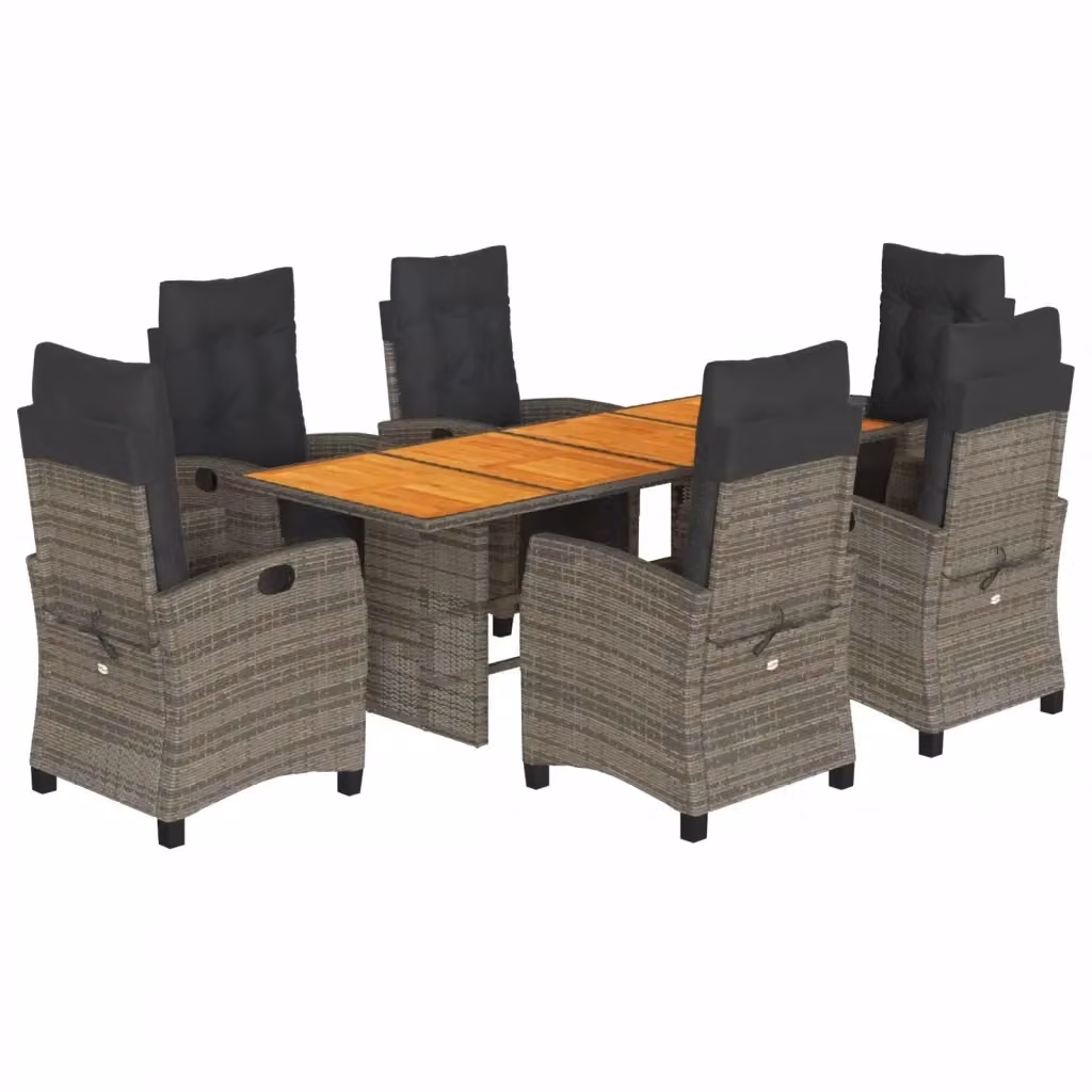 vidaXL Set da Pranzo da Giardino 9 pz in Polyrattan e Legno di Acacia Grigio – 2