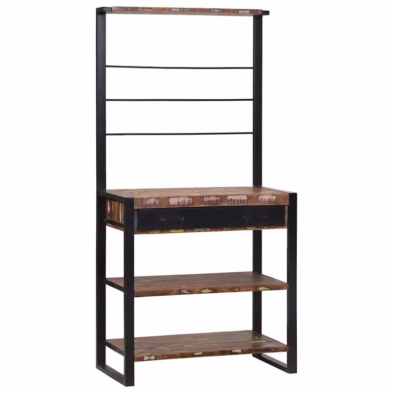 Scaffale da cucina vidaXL in stile rustico multicolore e nero L 80 cm x P 40 cm x H 160 cm