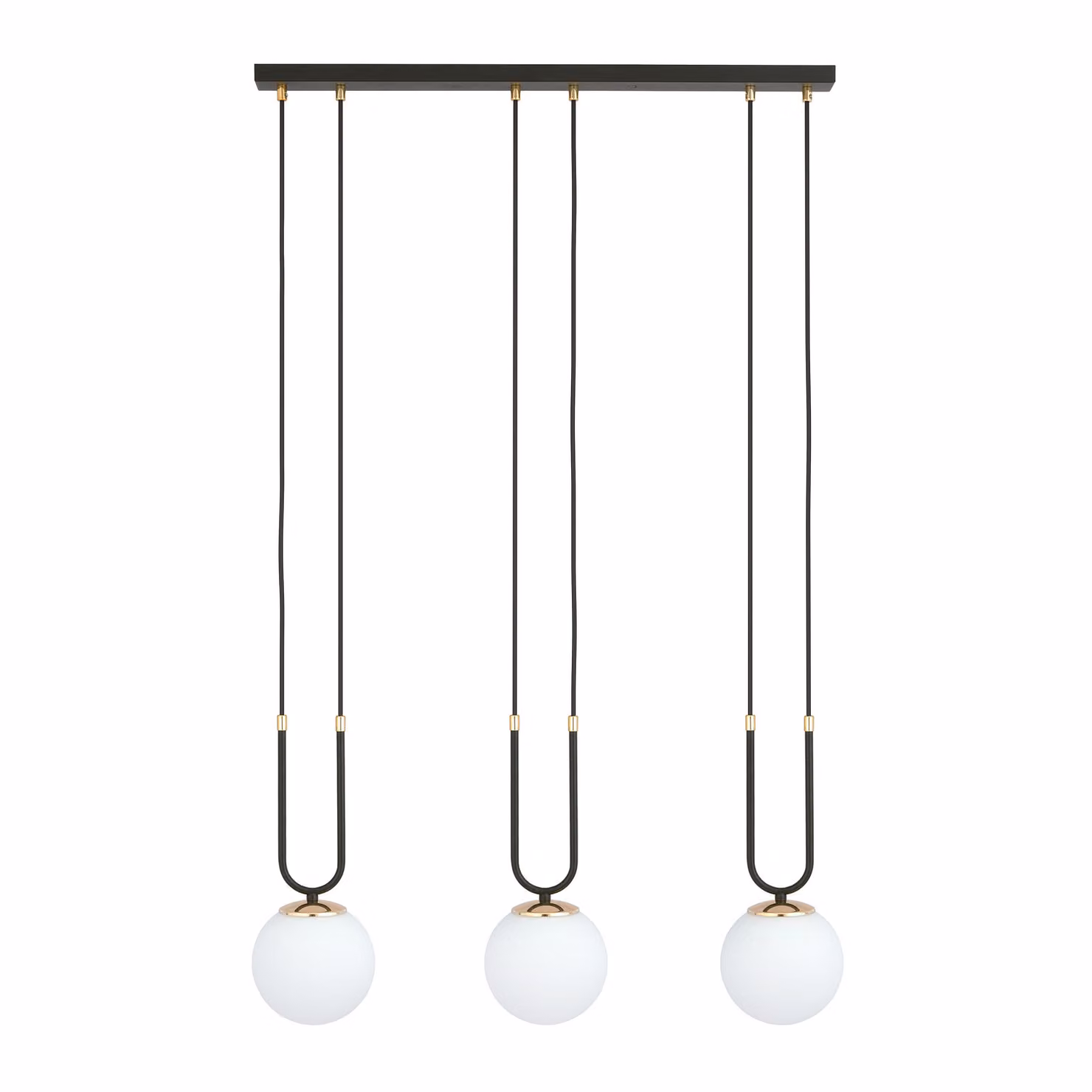 Lampadario Emibig 3xE14 40W GLAM 3 NERO/OPAL 1112/3