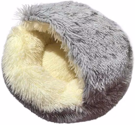 Ciotola per gatti - Con rivestimento removibile e lavabile in lavastoviglie - Ciotola in peluche per gatti - Adatta per animali domestici e piccoli cani - Cuccia per cani in stile "grande taglia" - Parzialmente chiusa - Fondo antiscivolo - Forma a ciambel