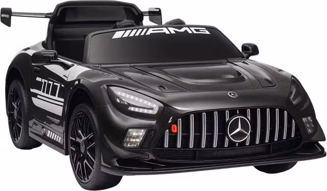 Auto elettrica Mercedes per bambini, batteria da 12V, luci a LED, funzione musicale, clacson, et¨¤ 3-8 anni, nera