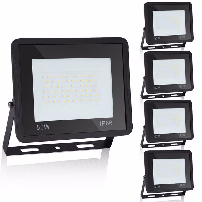 Jopassy Proiettore LED Proiettore da costruzione Lampada da esterno IP65 Faretto da giardino 5X50W bianco caldo