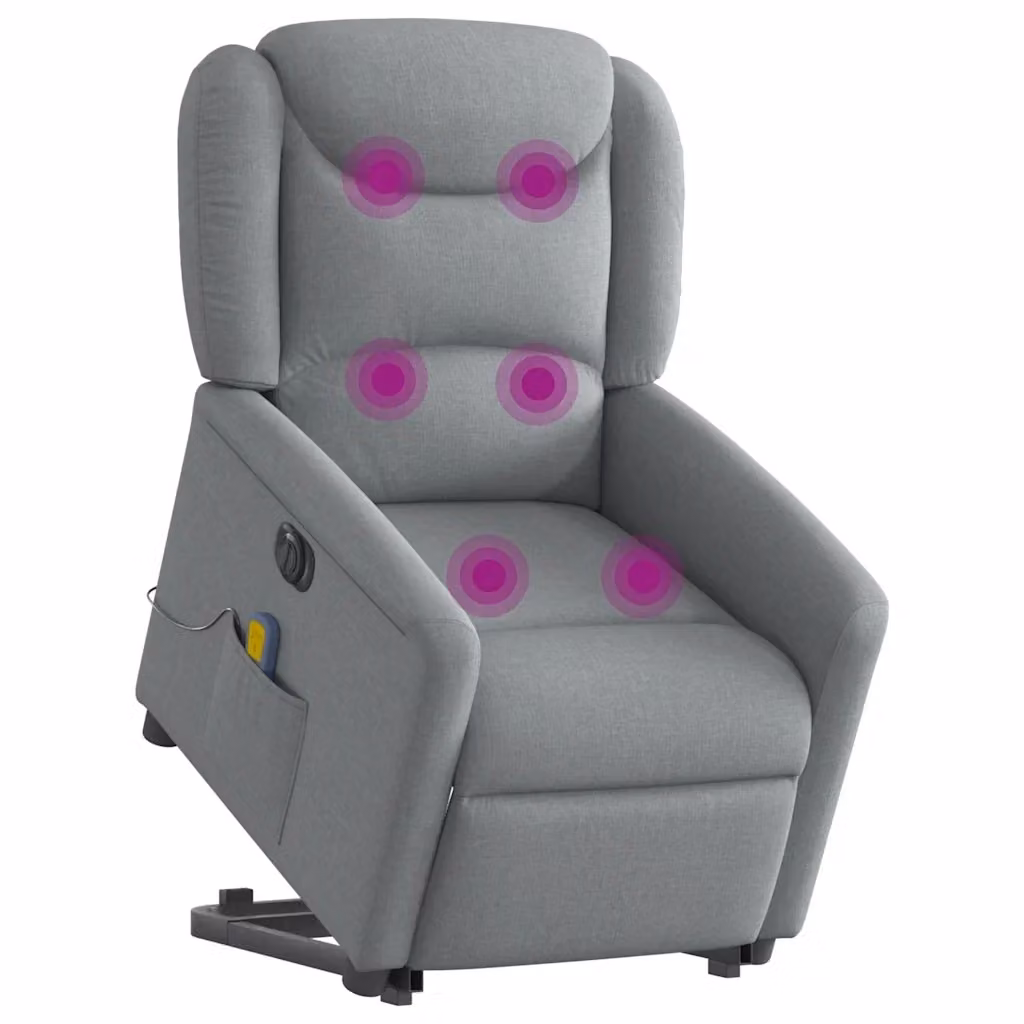 Poltrona Alzapersona con Massaggio vidaXL Grigio con Supporto Elettrico e Braccioli – 2