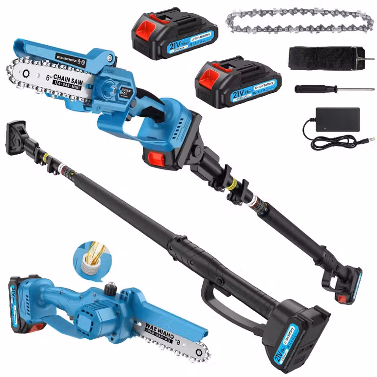Troncatrice a catena 2-in-1 con asta telescopica - Motore da 1000 W - Lunghezza catena di 15 cm - Altezza massima di 4,2 metri
