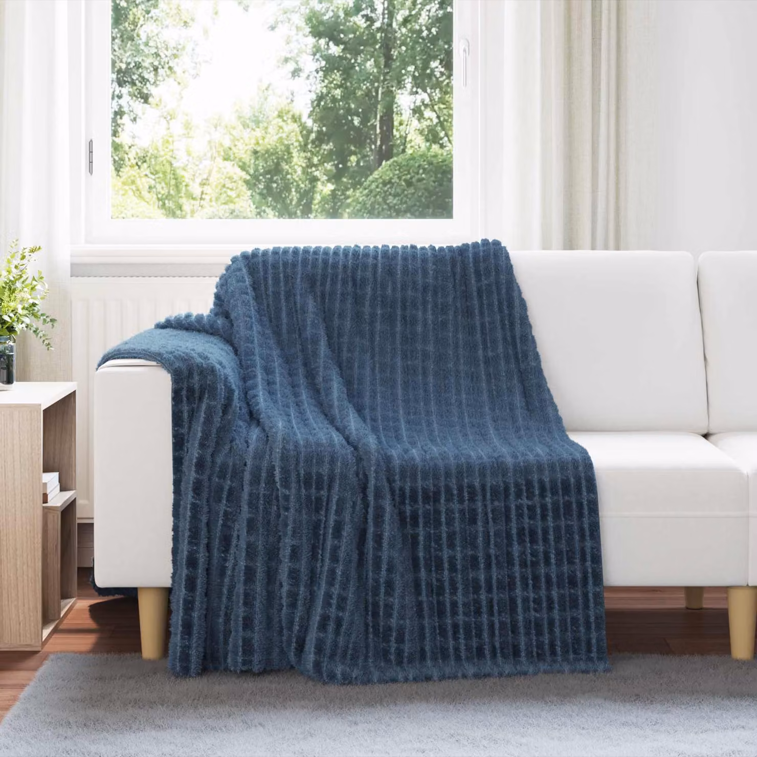 Set di 6 coperte in pile vidaXL blu, morbide e facili da curare, L 200 cm x P 150 cm