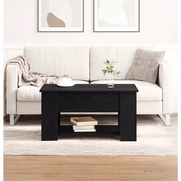 vidaXL Tavolino da salotto moderno rettangolare in legno nero L: 79 cm, P: 49 cm, H: 41 cm