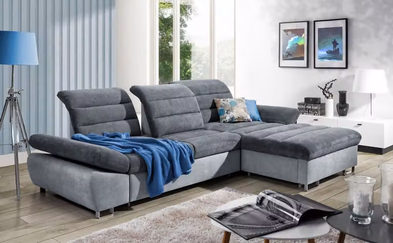 Ecksofa L-Form Sofa Wohnlandschaft Garnitur Polster Bettfunktion Design Modern