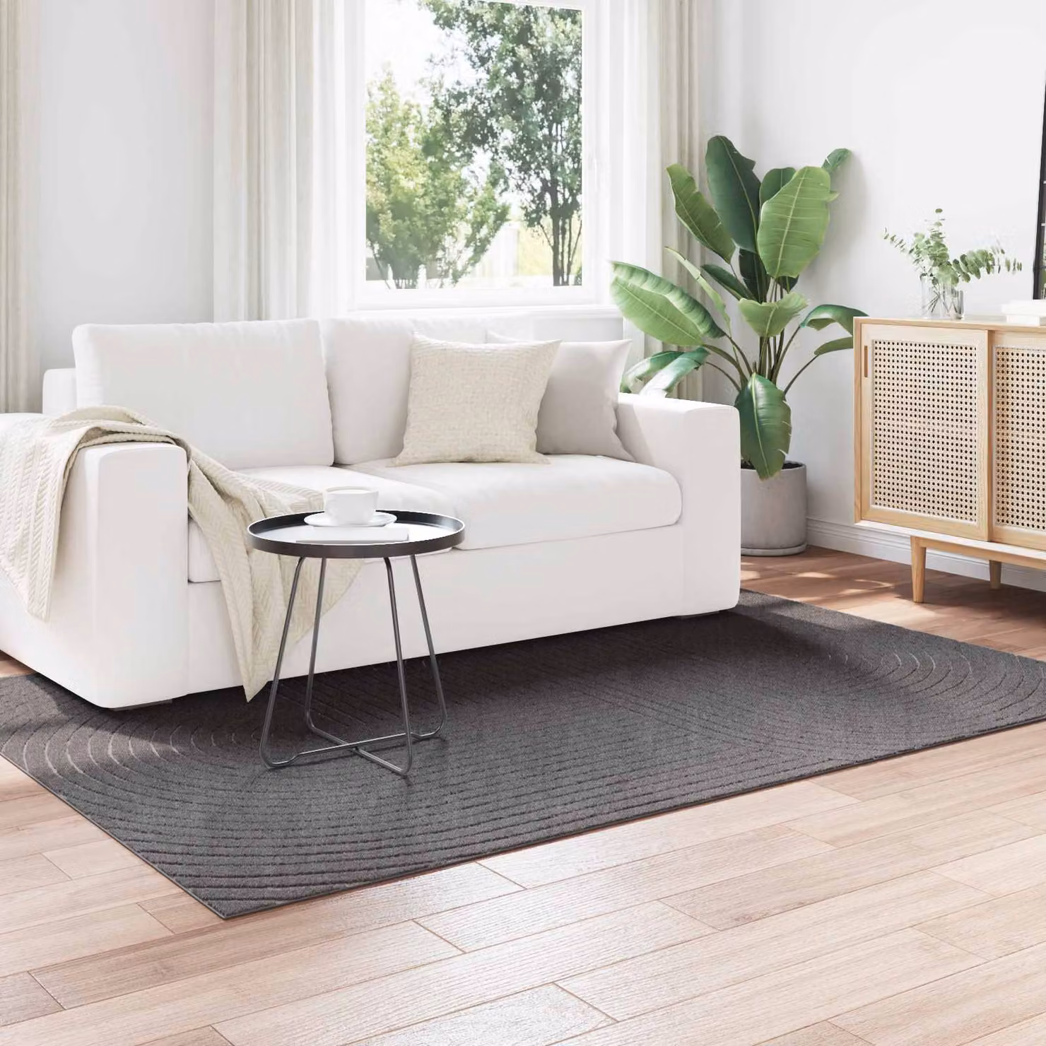 Tappeto vidaXL PALMERAS per uso interno ed esterno, design moderno astratto, colore Antracite, lavabile e antiscivolo, L: 200 cm x P: 140 cm