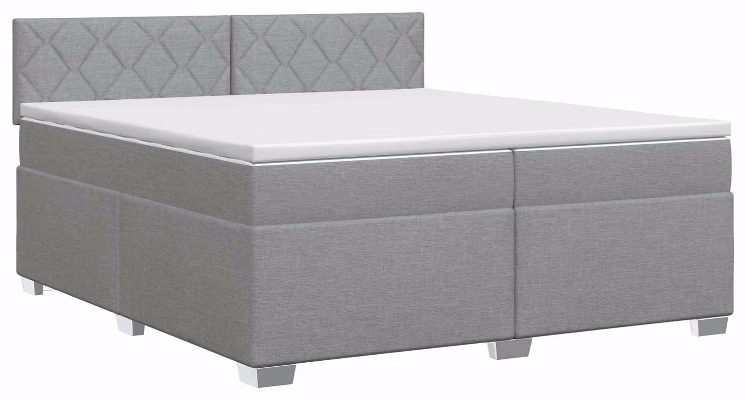 Letto a molle con materasso grigio chiaro 200 x 200 cm in tessuto