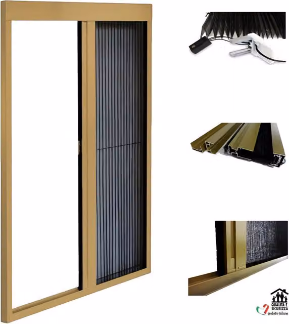 Zanzariera IRS Opera Plissé Salone Srl, apertura orizzontale, colore bronzo, L: 120 cm, H: 240 cm
