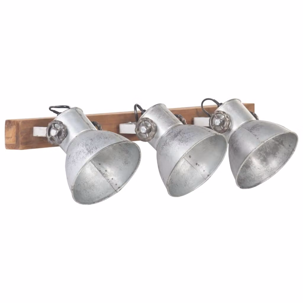Lampada da Parete in Stile Industriale Argento 65x25 cm E27