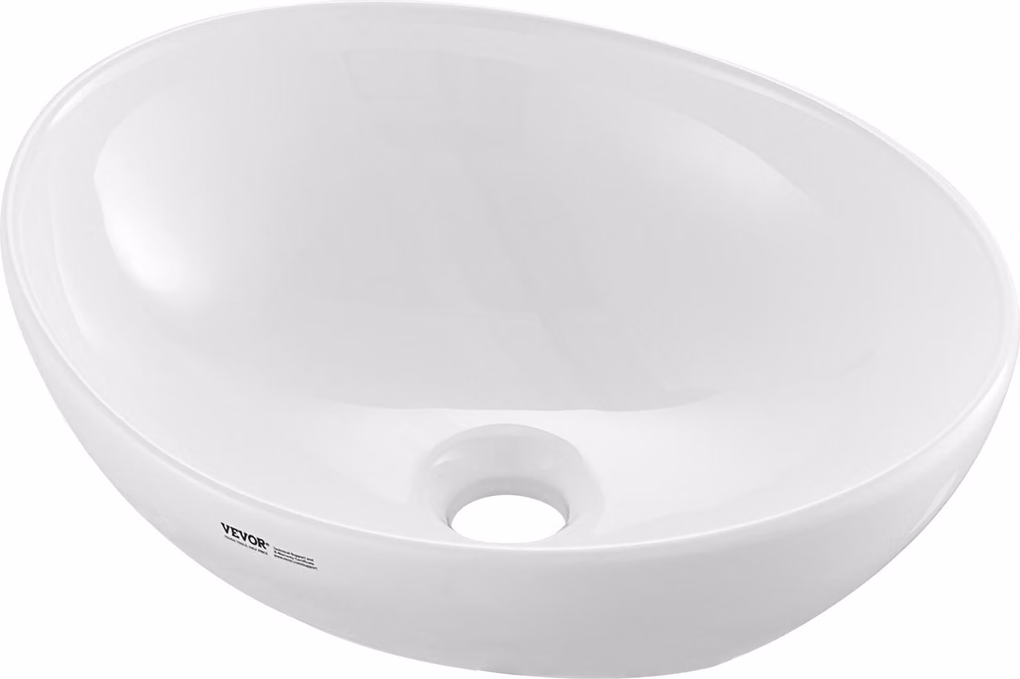 Lavabo moderno in Vetroceramica Lavabo da appoggio per bagno 409x341x144mm Ovale