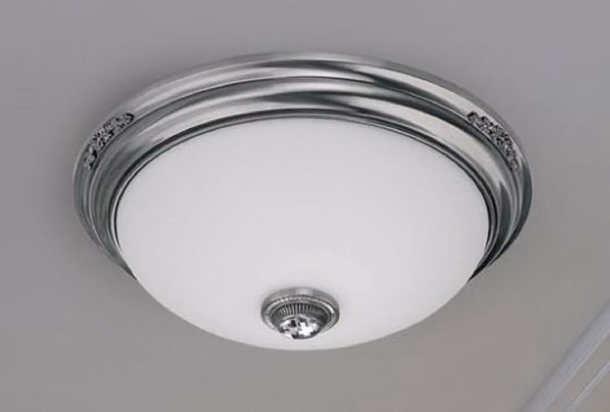 Casa Padrino plafoniera barocca in cristallo argento / bianco Ø 60 x H. 20 cm - Plafoniera barocca rotonda da salotto - Luci barocche - Mobili barocchi - Nobile & Magnifico