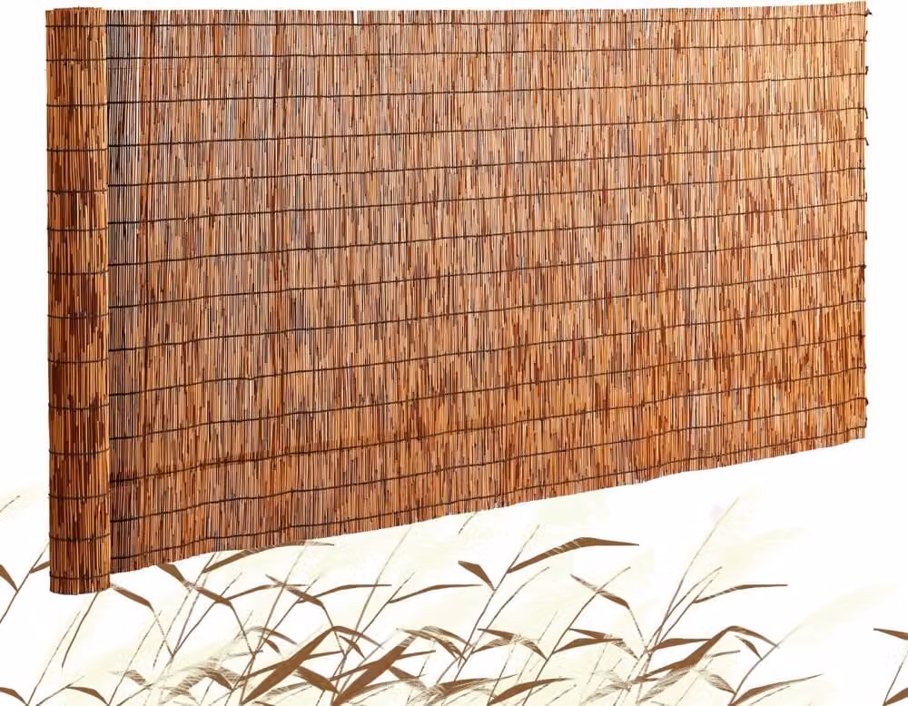 Stuoia di canne per la privacy del balcone - 5x1,7 m - Stuoia di canne marrone - Recinzione frangivento per giardino e patio