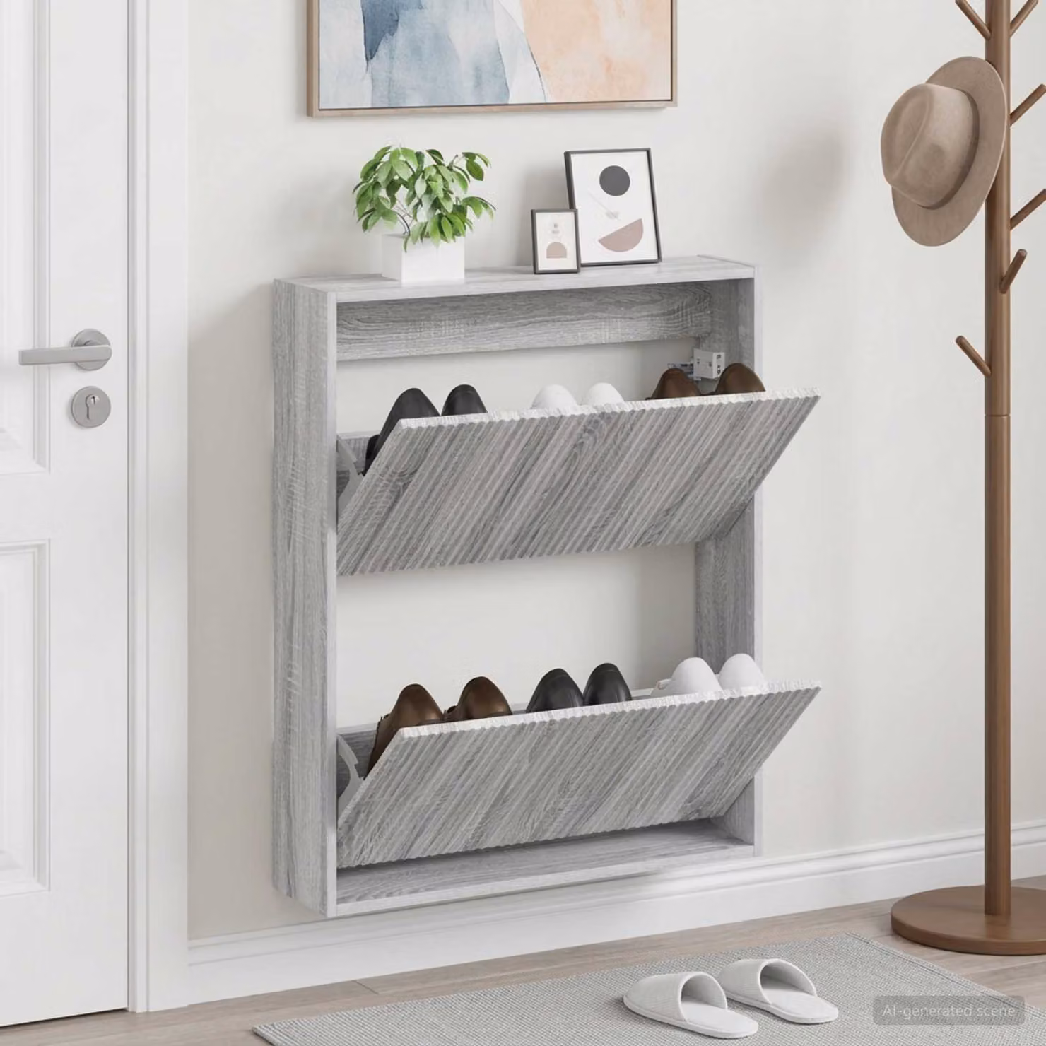 Mobiletto per scarpe da muro vidaXL ARNHEM grigio opaco L: 71 cm, P: 17 cm, H: 86 cm