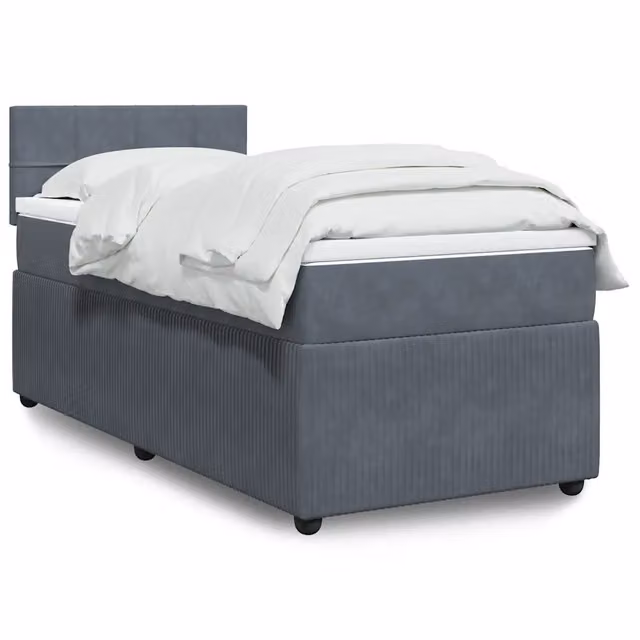 Letto con Giroletto a Molle e Materasso Ibrido vidaXL in Velluto Grigio e Bianco L/P/H: 200 x 80 x 100,5 cm