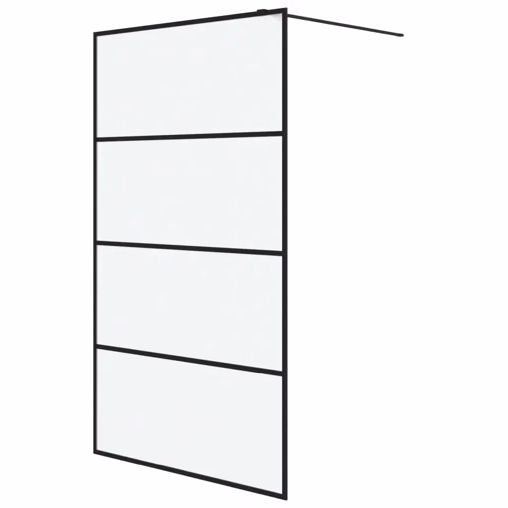 Parete Doccia Walk In vidaXL in Vetro Smerigliato con Profilo Nero L: 115 cm, H: 195 cm – 2