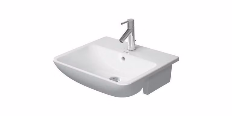 Duravit ME by Starck lavabo semi-encastré, 1 trou de robinetterie, avec trop-plein, avec plage de robinetterie, 550mm, 0378550000, 0378550000