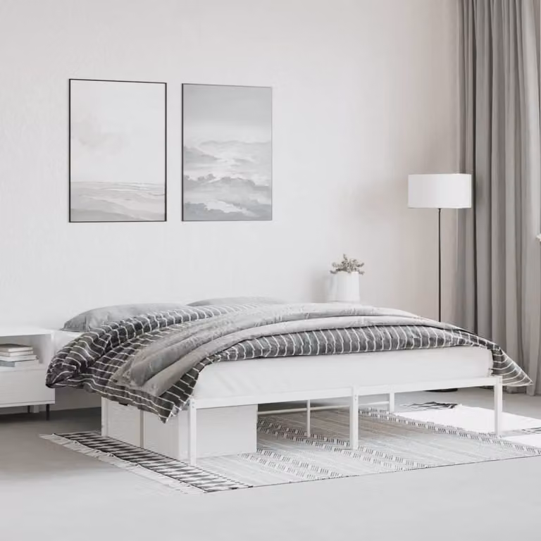vidaXL Giroletto in Metallo Bianco per Adulti L: 180 cm, P: 200 cm, H: 187 cm