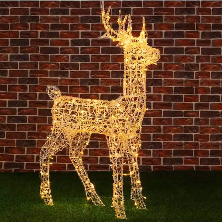 Alce di Natale, 240 LED, luce bianco caldo, 120 cm, per uso esterno