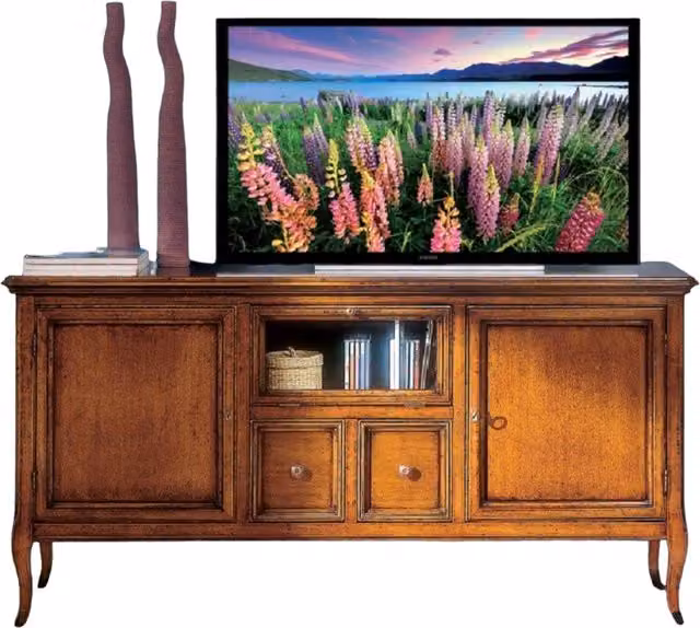 Porta TV classico in legno con 2 porte e 2 cassetti Mobili 2G finitura bassano L: 140 cm, P: 45 cm, H: 70 cm
