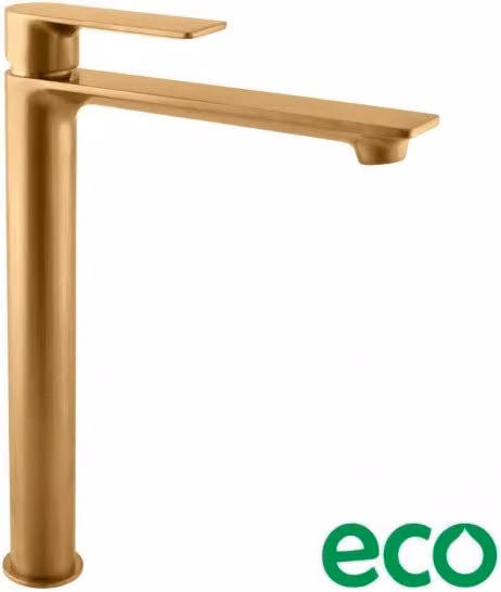 Miscelatore lavabo alto NIL in ottone placcato oro spazzolato senza sifone H. 26,1 cm