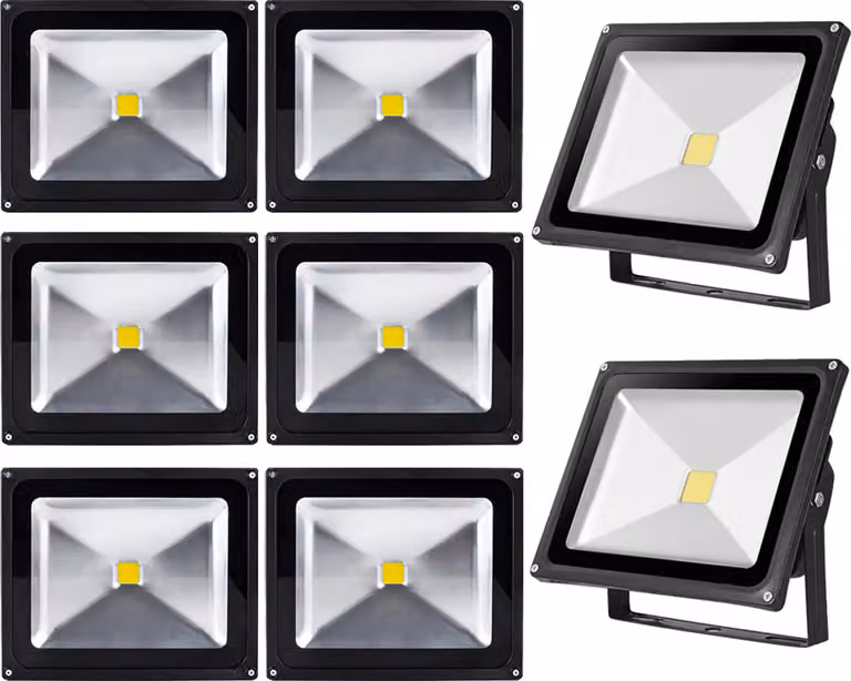 Greenmigo 8X Lampada LED da 50 W di alta qualità, proiettore IP65, luce bianca fredda, corpo in alluminio nero, proiettore impermeabile
