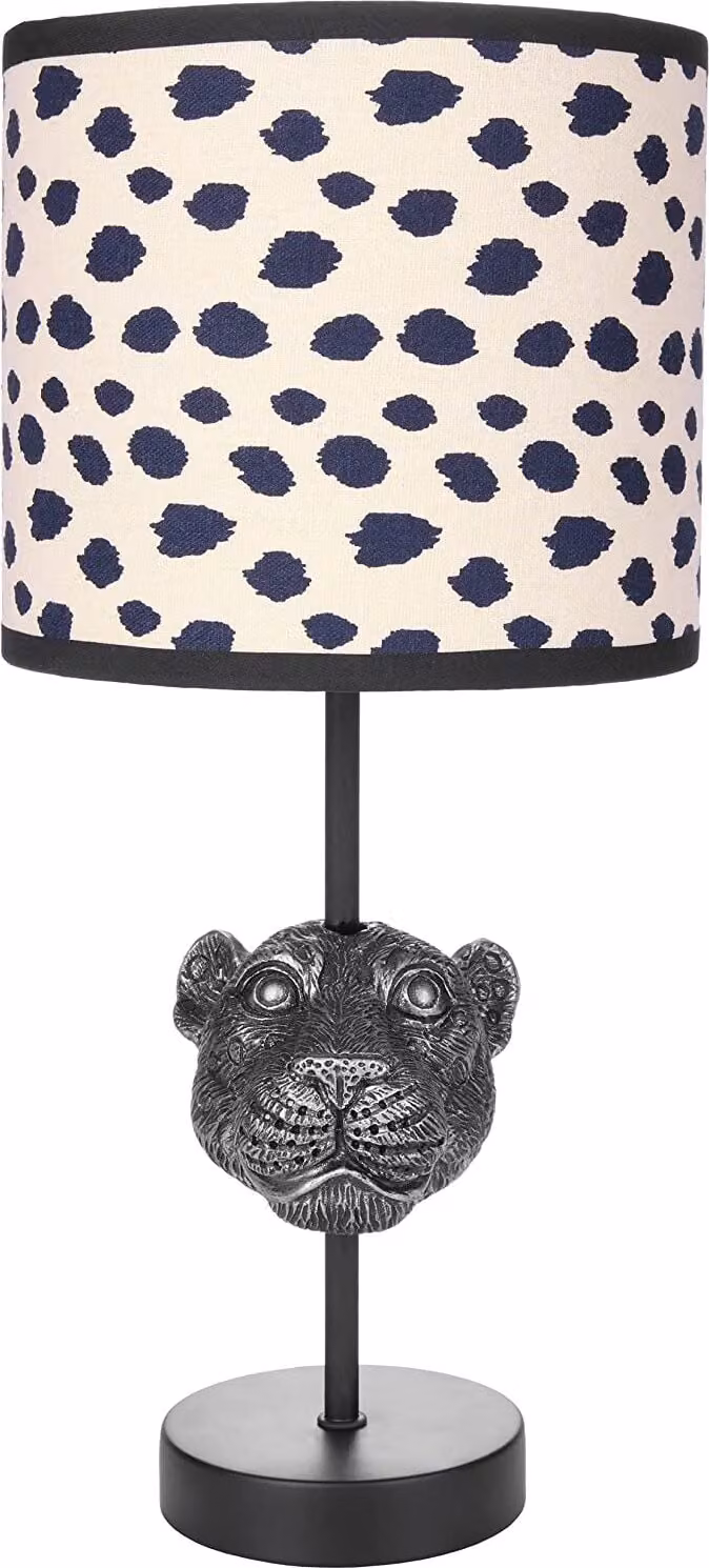 BRUBAKER Lampada da tavolo o da comodino leopardata - Lampada da tavolo con base in Vetroceramica e paralume in tessuto - Altezza 40 cm, nero beige punteggiato