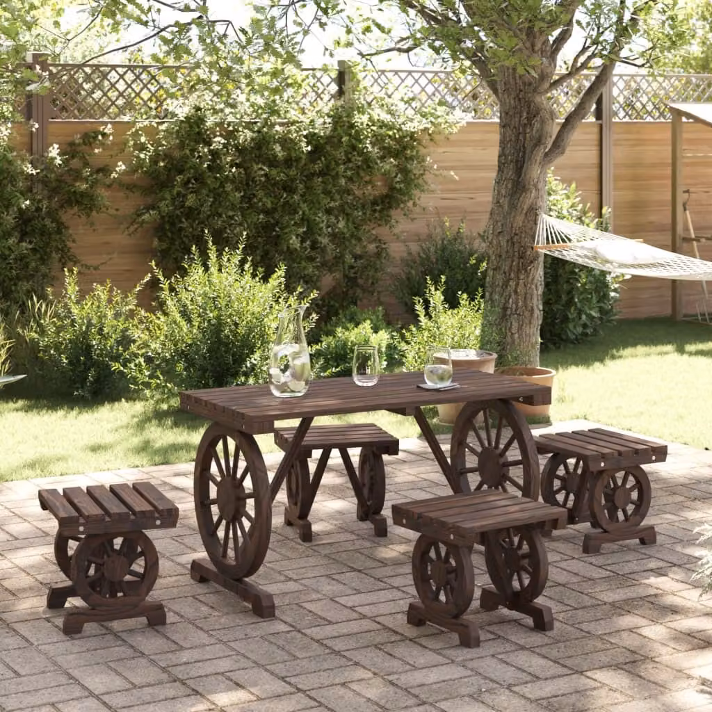 Maison Exclusive - Set da giardino per esterni, 5 pezzi, in legno massello di abete