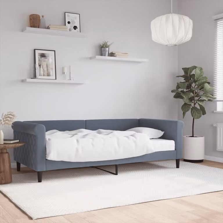 vidaXL Divano Letto in Velluto Grigio con Materasso, L/P: 90 x 190 cm