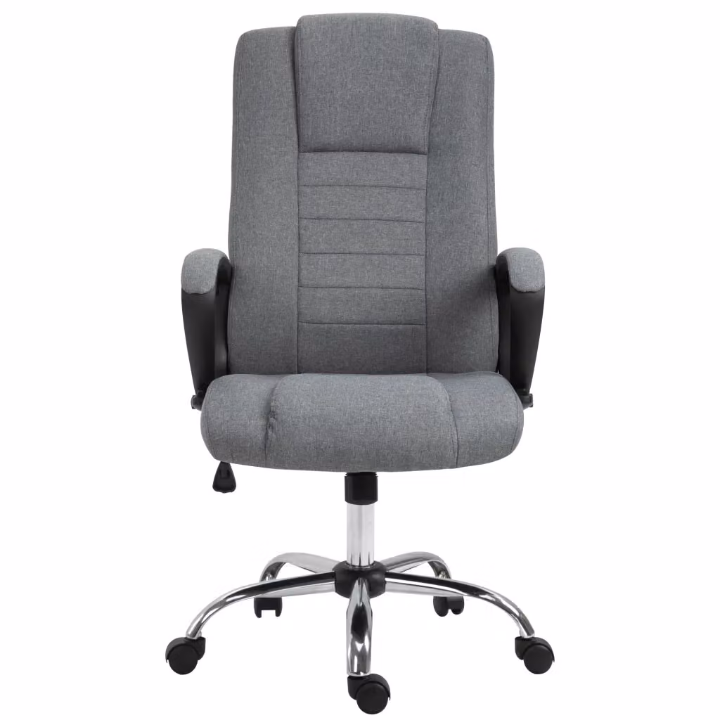 Sedia da Ufficio Presidenziale Ergonomica Basculante in Tessuto Grigio con Poggiatesta e Ruote, L: 62 cm, P: 76 cm, H: 110-119 cm – 2