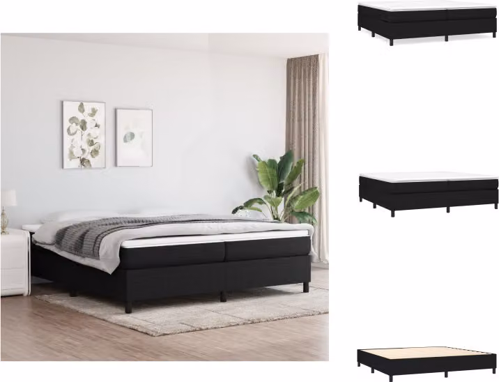vidaXL Letto a molle con materasso nero 200x200 cm in tessuto - Letti e strutture letto