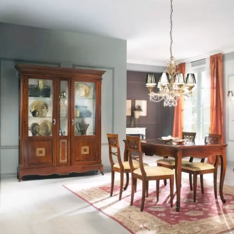 Soggiorno completo classico in legno noce bassano oro Mobili 2G – 4