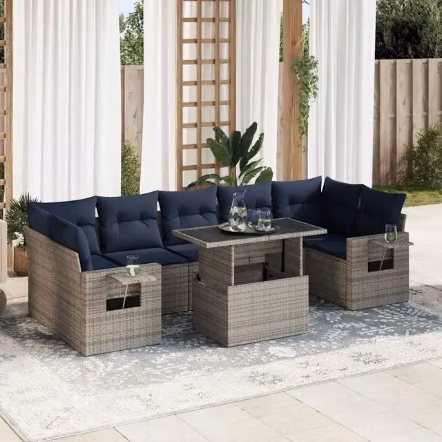 Set Divani da Giardino con Cuscini 8 pz Grigio 3326442