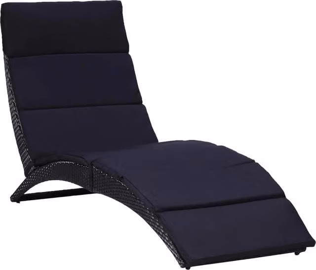 Lettino prendisole Outsunny in polyrattan nero con cuscino resistente alle intemperie per giardino e terrazzo – 1