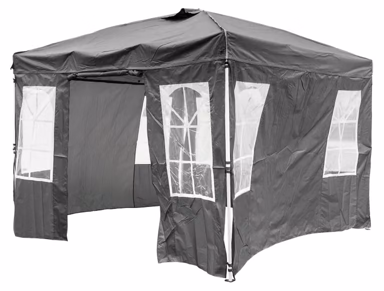 COSTWAY, Gazebo pieghevole pop-up, 300x300 cm, regolabile in altezza, gazebo da giardino con 4 pareti laterali removibili, borsa e sacchi di sabbia, tenda da festa portatile