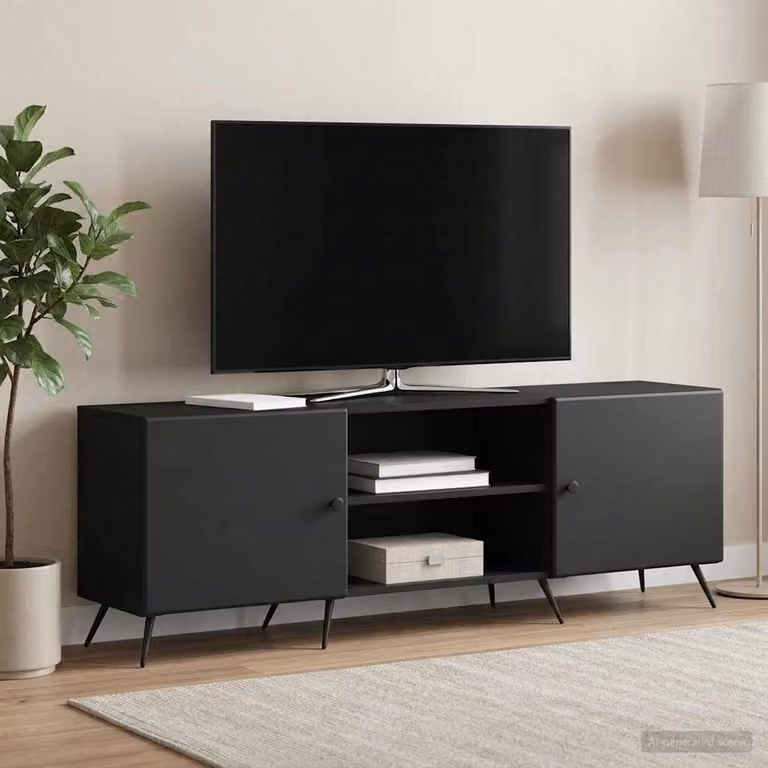 Mobile TV vidaXL in stile vintage, Nero, L/P/H: 150 x 31 x 50 cm