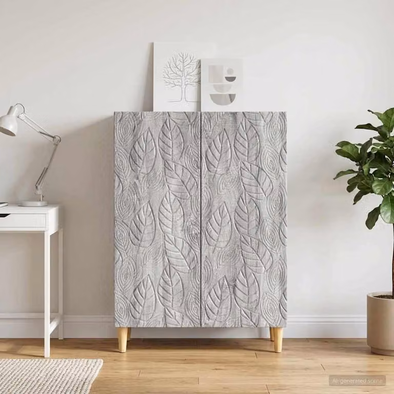 Credenza moderna vidaXL in legno ingegnerizzato grigio, L 66 cm x P 34,5 cm x H 90 cm