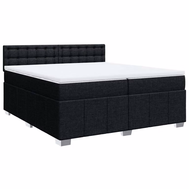 Giroletto a Molle con Materasso Nero 200x200 cm in Tessuto
