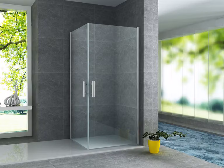 Cabina doccia Aloni con ante a battente doppie, vetro trasparente da 6 mm, dimensioni 80 x 80 x 190 cm