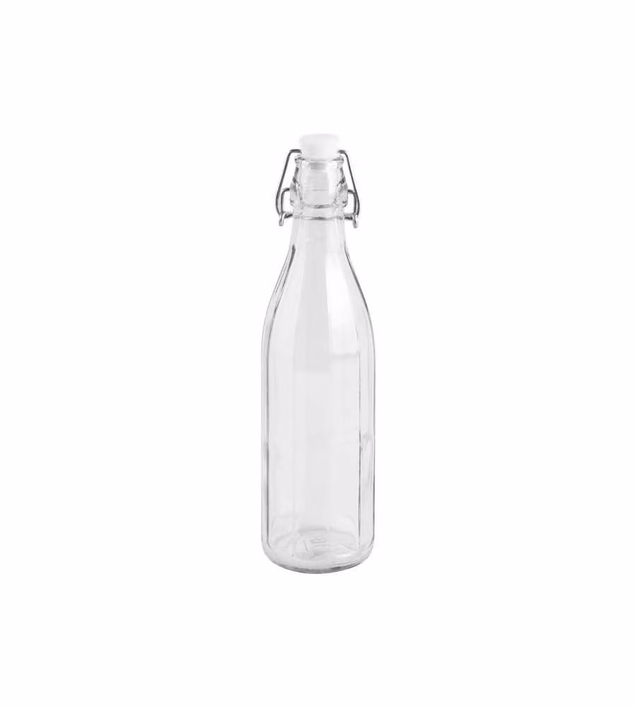Bottiglia in vetro trasparente con tappo a scatto CFadda, impermeabile, 0,5 l