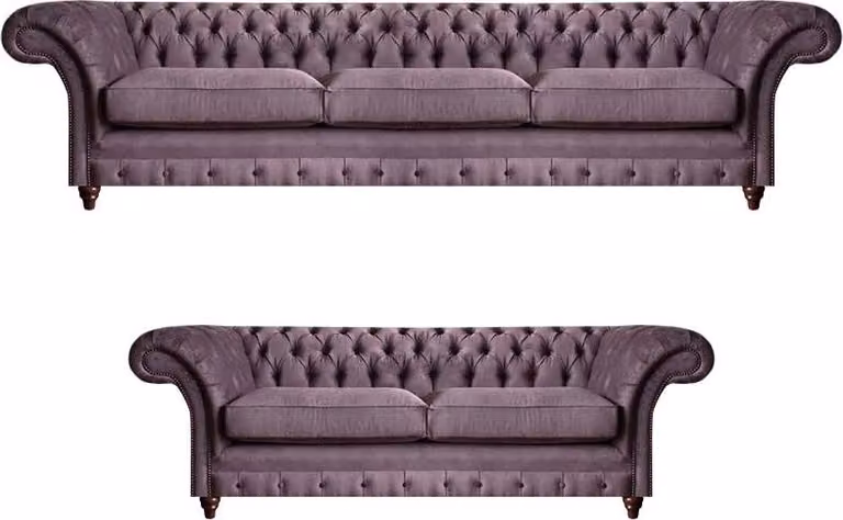 Modernes Chesterfield Polster Set Edler Dreisitzer Textil 2-Sitzer 2tlg