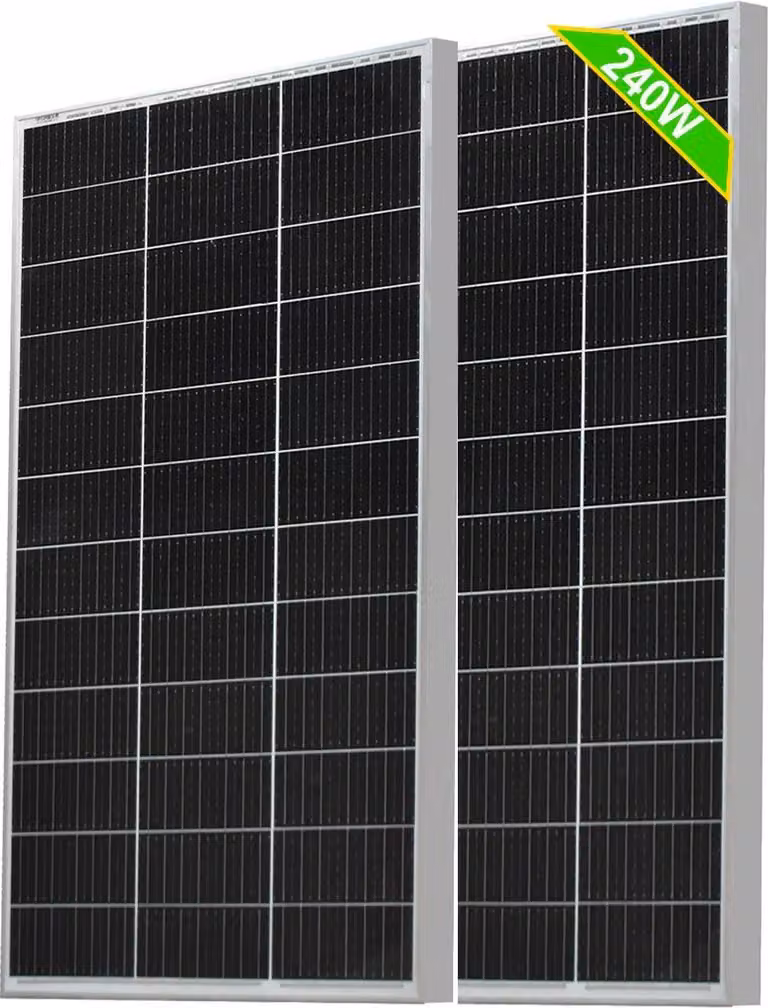 Pannello solare, alta efficienza, struttura resistente, 2 pannelli da 120 W