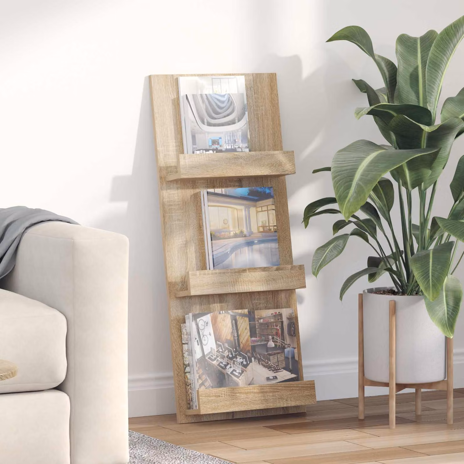 Scaffale per riviste vidaXL in legno Rovere Sonoma marrone L 43 cm, P 11 cm, H 102 cm