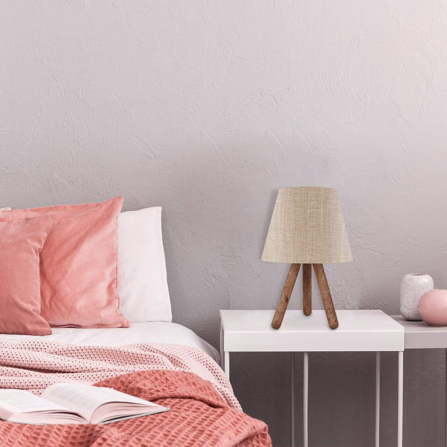 Opviq, AYD- AYDAXL, Beige, lampade da comodino, 22 x 33 cm, 70% faggio / 30% tessuto PVC